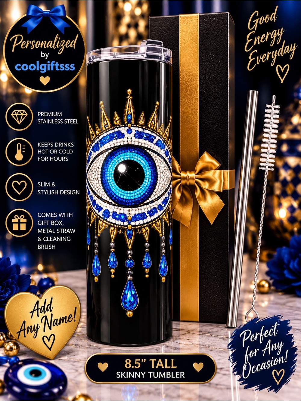 Personalized  Skinny Tumbler new made to order. Hot or cold. Great gifts